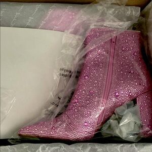 Betsey Johnson Pink Heeled Boots with Textured Design